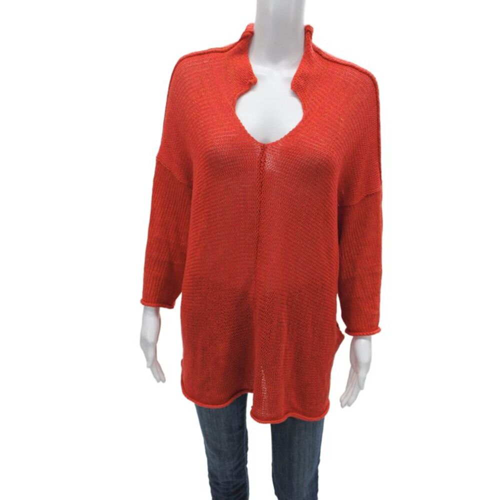 SKIF Unisex Orange Pullover Sweater Cotton Polyester 3/4 Sleeve Size L